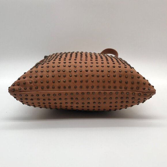 Platania Tan Leather Studded Crossbody Bag - Picture 5 of 11